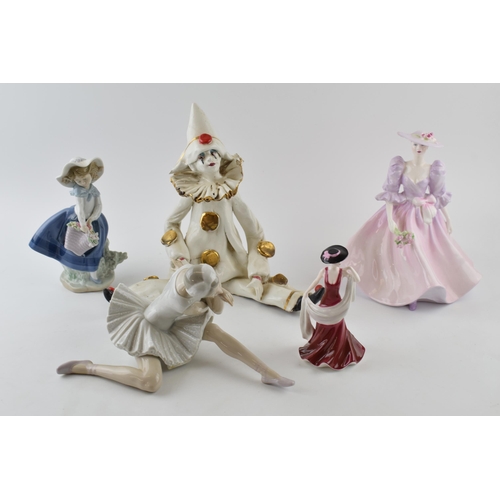 112 - Pottery to include a large Coalport Barbara Ann, smaller figure Poppy, Lladro ballerina and girl wit... 