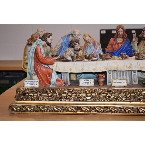 137 - Capo Di Monte figural group 'The Last Supper' by Cortese, 83cm wide.