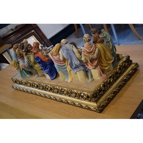 137 - Capo Di Monte figural group 'The Last Supper' by Cortese, 83cm wide.