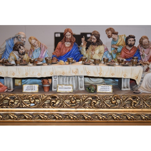 137 - Capo Di Monte figural group 'The Last Supper' by Cortese, 83cm wide.