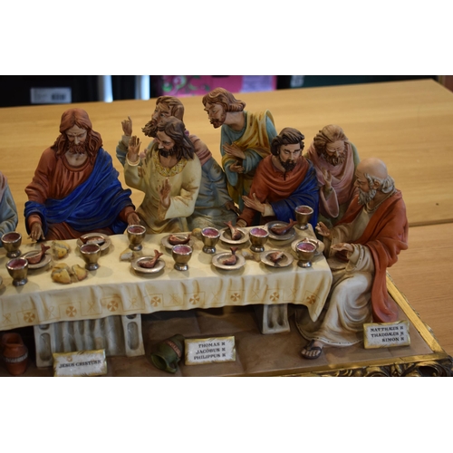 137 - Capo Di Monte figural group 'The Last Supper' by Cortese, 83cm wide.