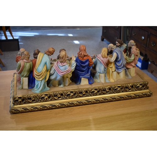 137 - Capo Di Monte figural group 'The Last Supper' by Cortese, 83cm wide.