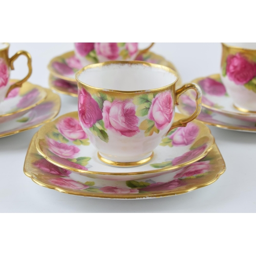 202 - Royal Albert Old English Rose trios to include 4 cups, 4 saucers and 4 side plates (12).