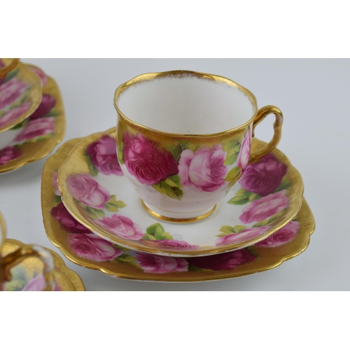 202 - Royal Albert Old English Rose trios to include 4 cups, 4 saucers and 4 side plates (12).