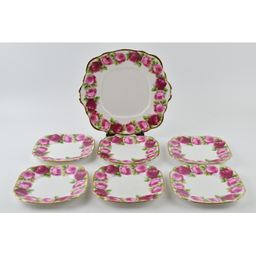 204 - Royal Albert Old English Rose to include 6 cups, 6 saucers, 6 side plates, a Treasure Chest cup, a m... 