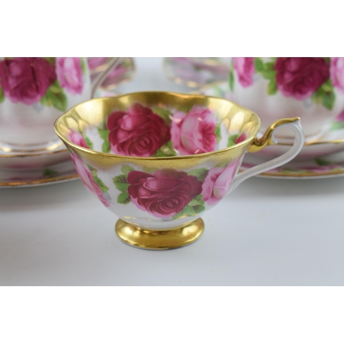 204 - Royal Albert Old English Rose to include 6 cups, 6 saucers, 6 side plates, a Treasure Chest cup, a m... 