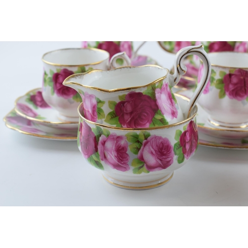 204 - Royal Albert Old English Rose to include 6 cups, 6 saucers, 6 side plates, a Treasure Chest cup, a m... 