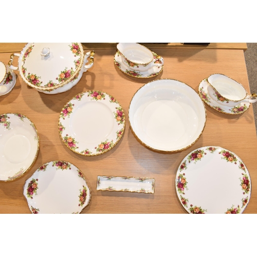 205 - Collection of Royal Albert Old Country Rose dinner ware to include 2 gravy boats with trays, large b... 