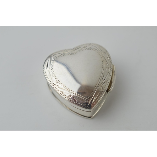 243 - Silver 925 heart shaped trinket box with hinged lid, 10.3 grams.