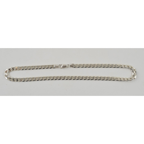 247 - Silver curb link chain with lobster claw clasp marked 925 Italy. Length including clasp 46.5cm. Weig... 