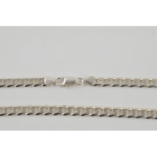 247 - Silver curb link chain with lobster claw clasp marked 925 Italy. Length including clasp 46.5cm. Weig... 