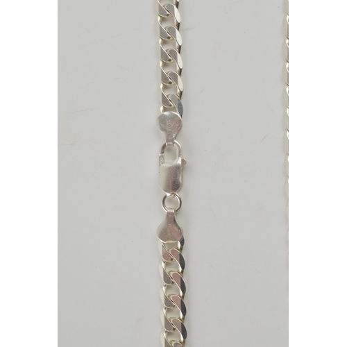 247 - Silver curb link chain with lobster claw clasp marked 925 Italy. Length including clasp 46.5cm. Weig... 