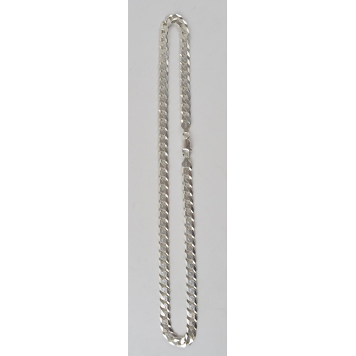 250 - Silver curb link chain with lobster claw clasp marked 925 Italy. Length including clasp 52cm. Weight... 