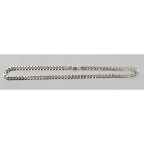 251 - Silver curb link chain with lobster claw clasp marked 925 Italy. Length including clasp 51cm. Weight... 