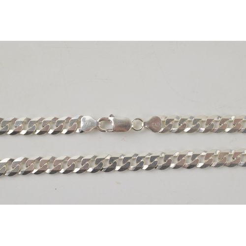 251 - Silver curb link chain with lobster claw clasp marked 925 Italy. Length including clasp 51cm. Weight... 