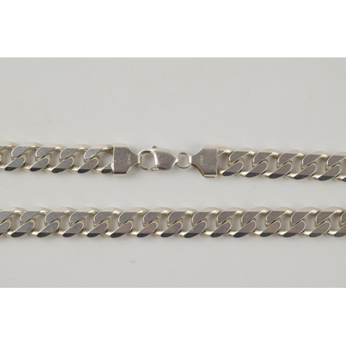 252 - Silver curb link chain with lobster claw clasp marked 925 Italy. Length including clasp 51cm. Weight... 