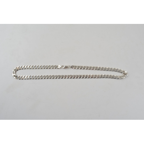 254 - Silver curb link chain with lobster claw clasp marked 925 Italy. Length including clasp 51cm. Weight... 