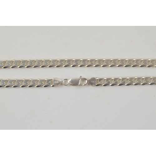 256 - Silver curb link chain with lobster claw clasp marked 925 Italy. Length including clasp 46.5cm. Weig... 