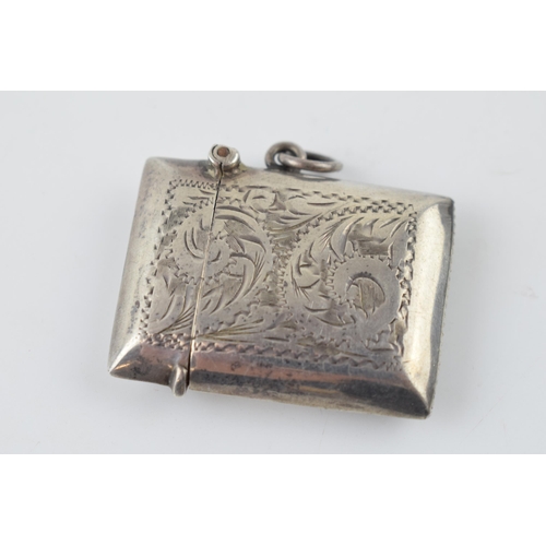 259 - Hallmarked silver vesta case with engraved decoration, 16.0 grams, Birmingham 1919.