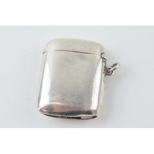 264 - Hallmarked silver vesta case with engraved decoration, 'Hugh', 30.9 grams, Birmingham 1894.