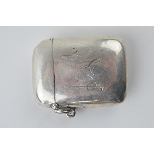 264 - Hallmarked silver vesta case with engraved decoration, 'Hugh', 30.9 grams, Birmingham 1894.