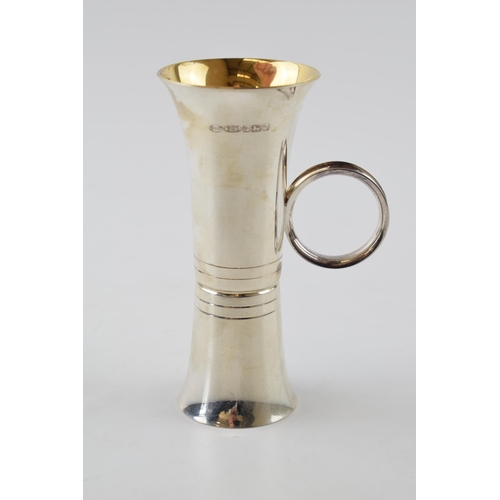 271 - Boxed sterling silver Broadway double spirit measure with gilt interior, Birmingham 2007, 78.1 grams... 