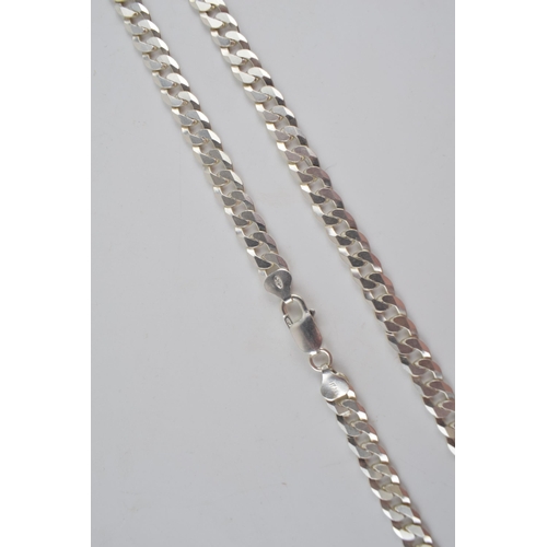 273 - Silver curb link chain with lobster claw clasp marked 925 Italy. Length including clasp 61cm. Weight... 