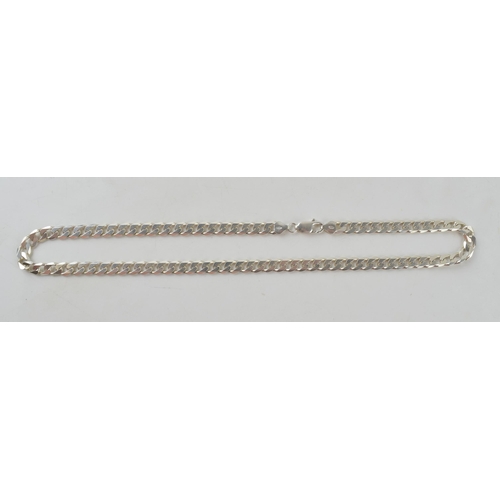 274 - Silver curb link chain with lobster claw clasp marked 925 Italy. Length including clasp 51.5cm. Weig... 