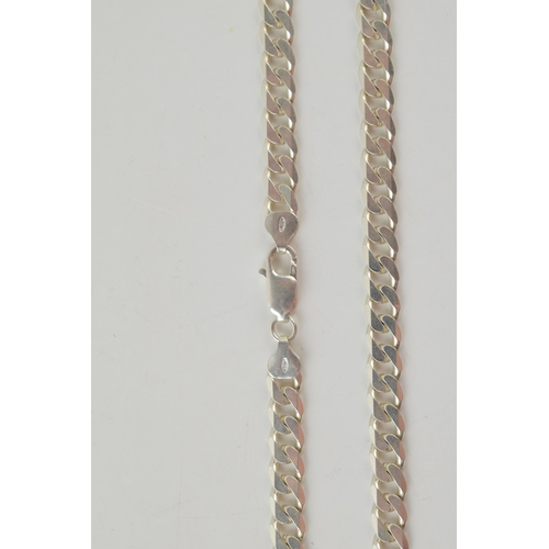 274 - Silver curb link chain with lobster claw clasp marked 925 Italy. Length including clasp 51.5cm. Weig... 