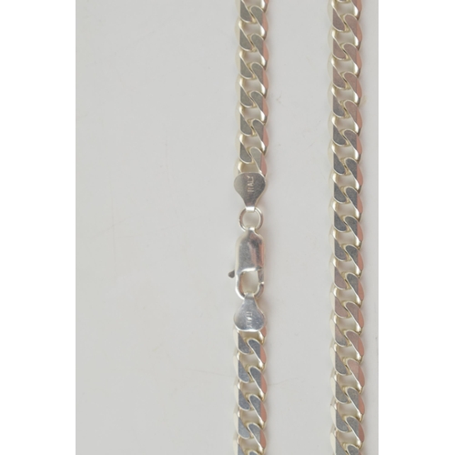 276 - Silver curb link chain with lobster claw clasp marked 925 Italy. Length including clasp 52cm. Weight... 