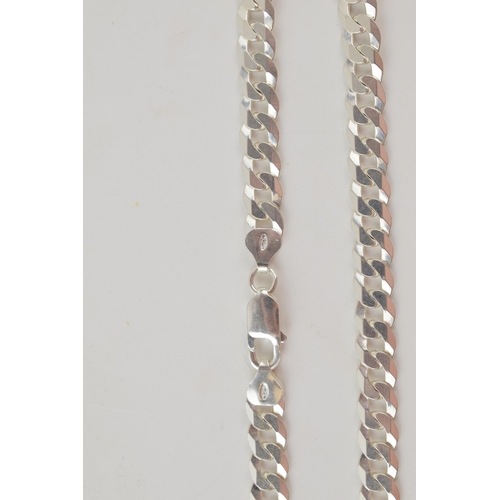 278 - Silver curb link chain with lobster claw clasp marked 925 Italy. Length including clasp 51cm. Weight... 