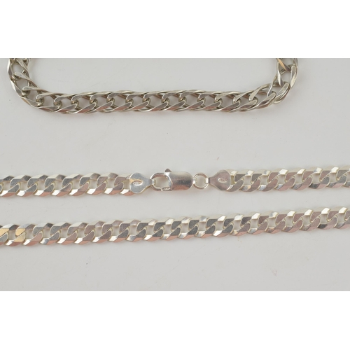 279 - Silver curb link chain with lobster claw clasp marked 925 Italy. Length including clasp 51cm. Weight... 