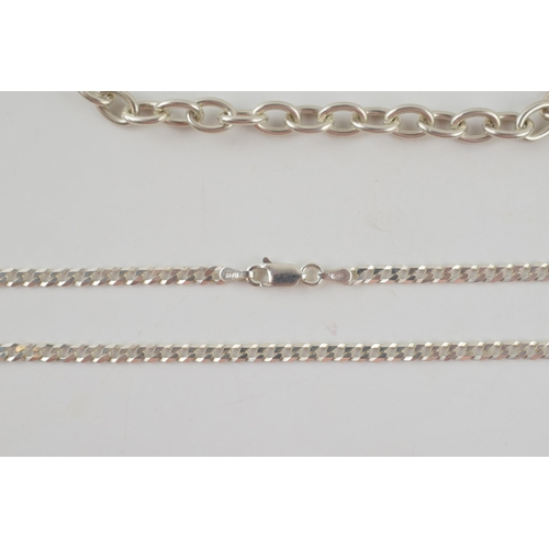 280 - Silver curb link chain with lobster claw clasp marked 925 Italy. Length including clasp 45.5cm. Weig... 