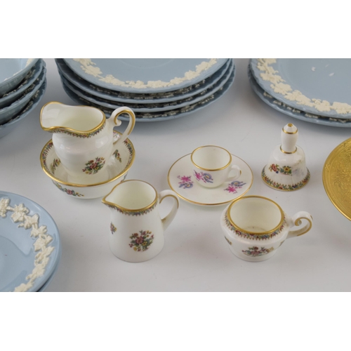 387 - A quantity of Wedgwood Queensware together with miniature Coalport items, and a Minton cup and sauce... 