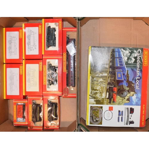 405 - A collection of boxed Hornby OO Gauge model railway items to include, Caledonian Local, BR 0-4-0 Die... 