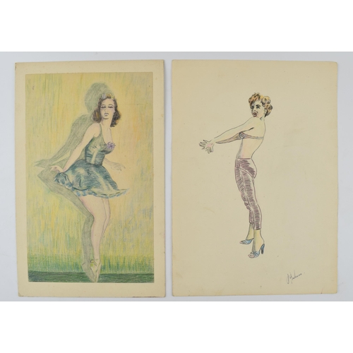 411 - A collection of vintage glamour original artworks, together with 'The Nude', 'Drawing the Figure' an... 