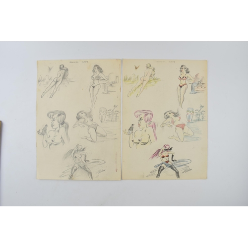 411 - A collection of vintage glamour original artworks, together with 'The Nude', 'Drawing the Figure' an... 