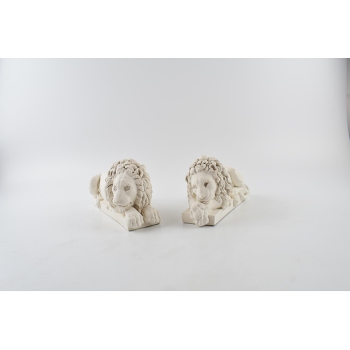 412 - A pair of Chatsworth Lions, The Sleeping Lion and the Crouching Lion, reproduced from the home of th... 