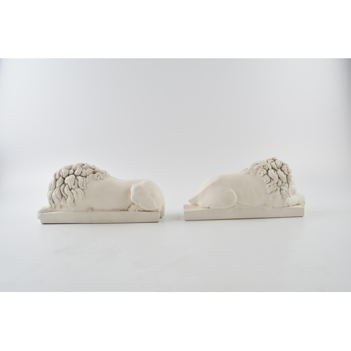 412 - A pair of Chatsworth Lions, The Sleeping Lion and the Crouching Lion, reproduced from the home of th... 