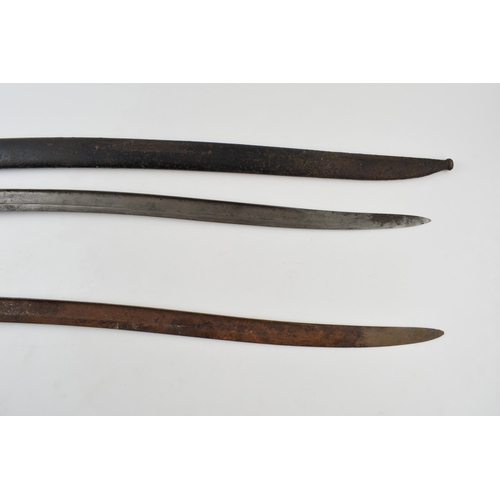 426 - 19th century French Chassepot bayonet in scabbard together with another similar example without scab... 