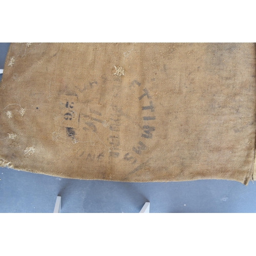 463 - Three vintage corn sacks (black writing) E. TIMMS HELP OUT MILL 130cm x 70cm (3)