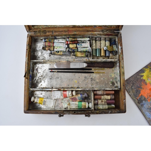 477 - Artists box with integrated palette and canvas holder made in France, retailed by L.Cornelissen & So... 