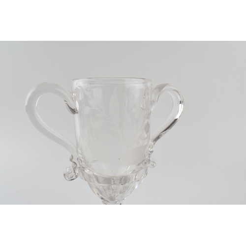 482 - Victorian pressed glass cup with hand engraved 'Remember Me' to front and floral design to reverse. ... 