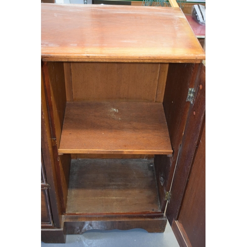 492 - 19th century mahogany breakfront sideboard / glazed bookcase with turned handles and floral carving,... 