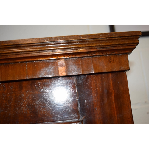 492 - 19th century mahogany breakfront sideboard / glazed bookcase with turned handles and floral carving,... 