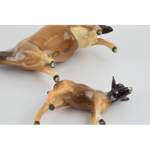 95 - Beswick Jersey Cow 1345 (restored leg) with Jersey Calf 1249D (2).