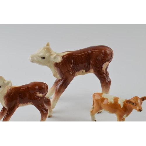 96A - A trio of Beswick calves to include a Guernsey Calf 1249A, a Hereford Calf 854 and a similar 901B (3... 