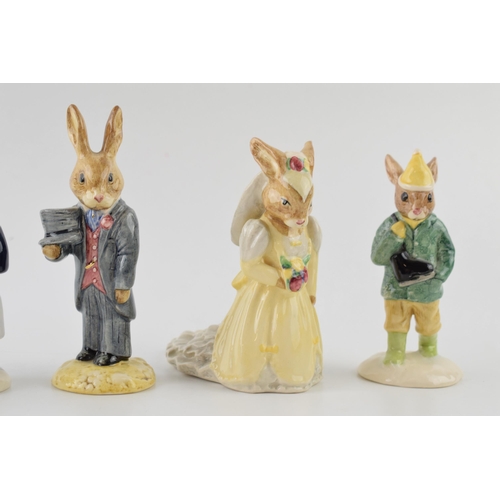 168D - Boxed Royal Doulton Bunnykins figures to include Bride, Groom, Boy Skater, Nurse and Sundial (5 - al... 