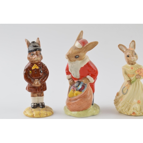 168I - Royal Doulton Bunnykins to include Easter Surprise, Buntie, Bridesmaid, Brownie and Santa (5).