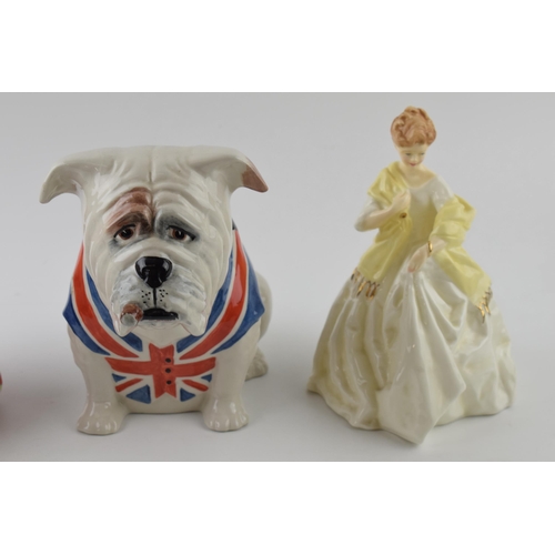 184 - Bairstow Manor Collectables model of a British Bulldog, with Doulton Top o'The Hill and Royal Worces... 